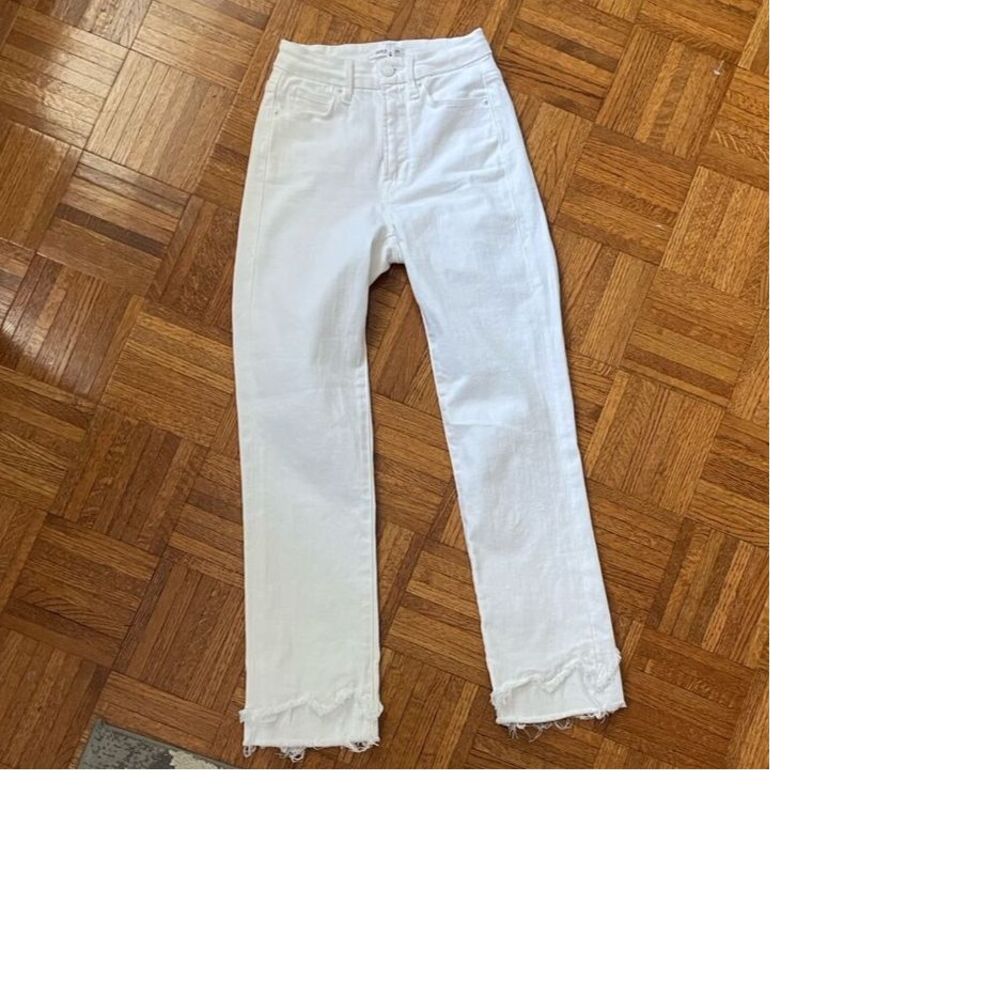 Good American Good Straight Raw Hem White Jeans 24 Clean Girl Coastal 90s Grunge